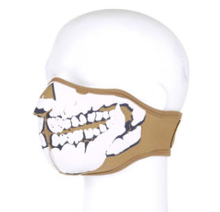 Gezichts Masker Neopreen Skull 3D Khaki